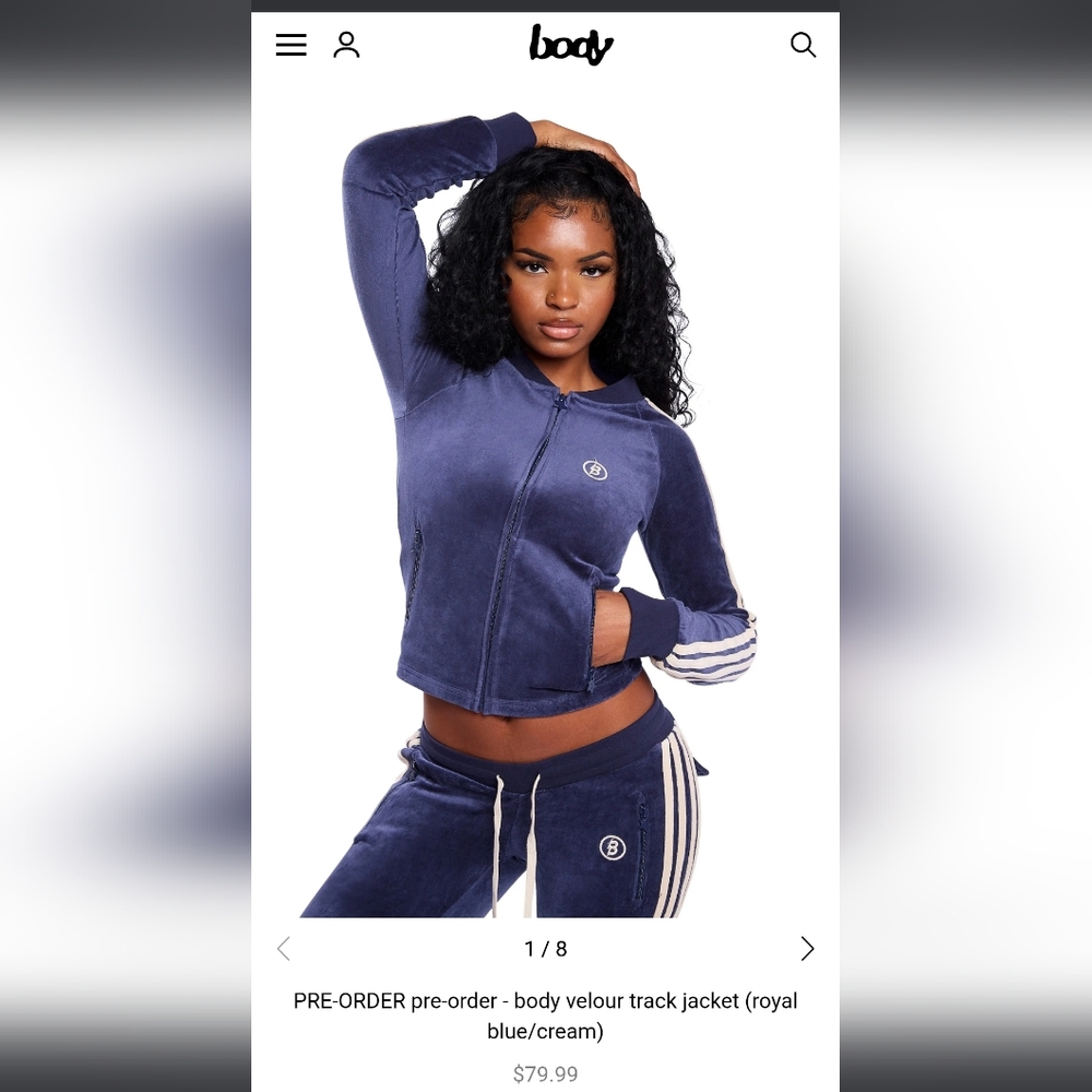 BODY VELOUR TRACK JACKET & PANTS royal blue IN SEARCH OF!!